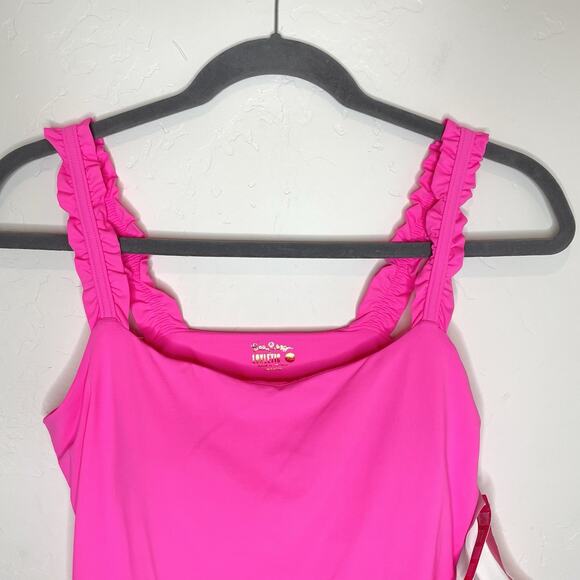 Lilly Pulitzer Luxletic Lucine Bra Tank Top Womens XL Pink Isle Bright UPF 50+ - Picture 2 of 8